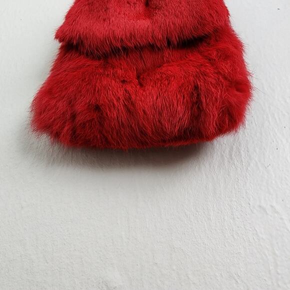 Wilsons Leather Red Genuine Rabbit Hair Crossbody Small Purse Bag - Picture 6 of 10